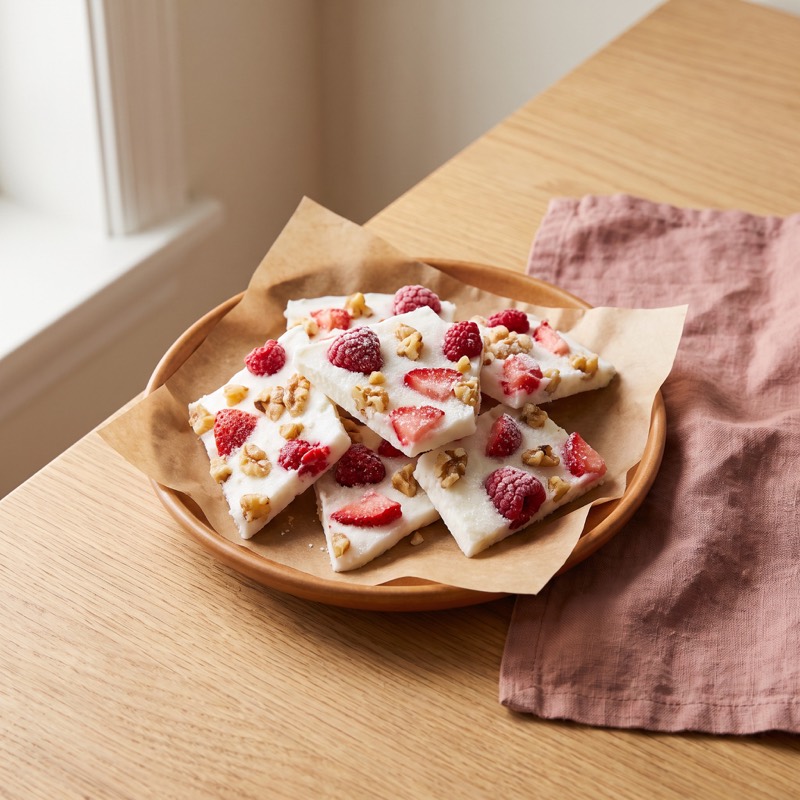 Frozen berry yogurt bark
