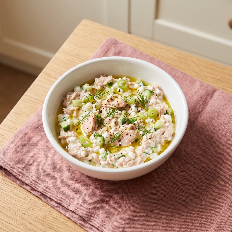 Lemon tuna and cottage cheese bowl